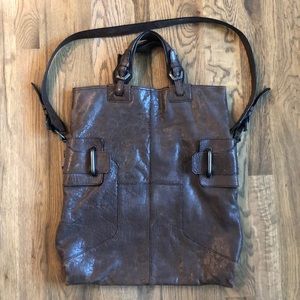 orYANY Pebbled Brown Leather Crossbody/Carryall